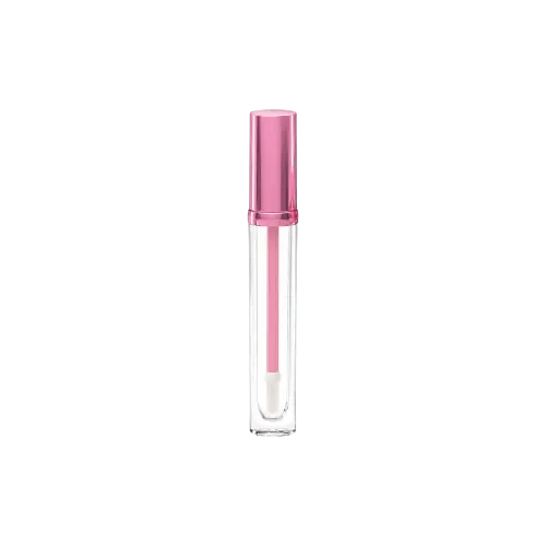0.27oz / 7.9ml Thick-Wall PETG Cylinder Lip Gloss Tube with Custom Accent Band, ABS Cap & Flocked Doe-Foot Applicator