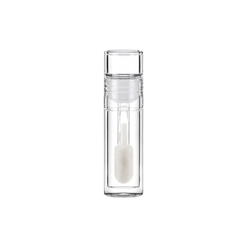 0.50oz / 14.7ml Fully-Transparent PETG Cylinder Lip Gloss Tube with Wiper & Flocked Doe-Foot Applicator