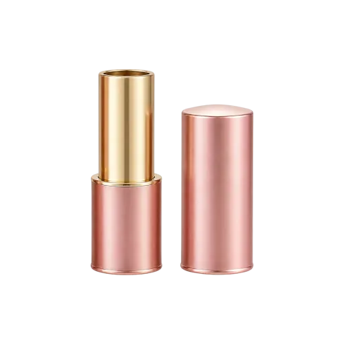 3.8g ABS Cylinder Lipstick with 12.1mm PP Bullet Cup, Rose Gold Metallic Band Accent & Magnetic Snap 