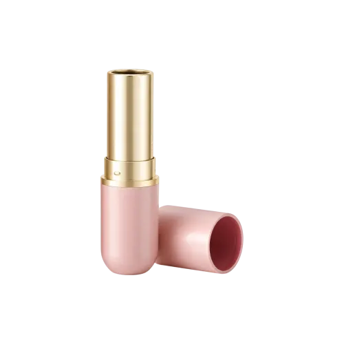 3.8g ABS Top-Fill Round Domed Lipstick with 10.2mm PP Bullet Cup & Gold Metallic Accent Band