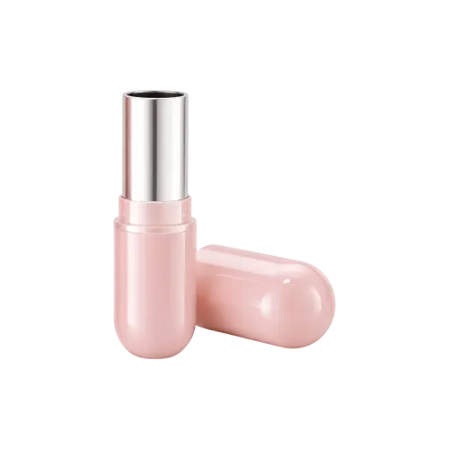 3.8g ABS Round Domed Lipstick Tube with 12.1mm PP Bullet Cup & Silver Metallic Accent Band