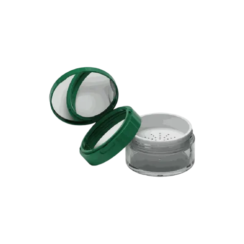 3.2oz / 95ml AS Straight Sided Loose Powder Sifter Jar with Hinged Flip Top Cap & Mirror