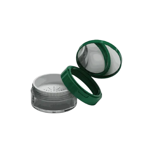 2.8oz / 84ml AS Straight Sided Loose Powder Sifter Jar with Hinged Flip Top Cap & Mirror