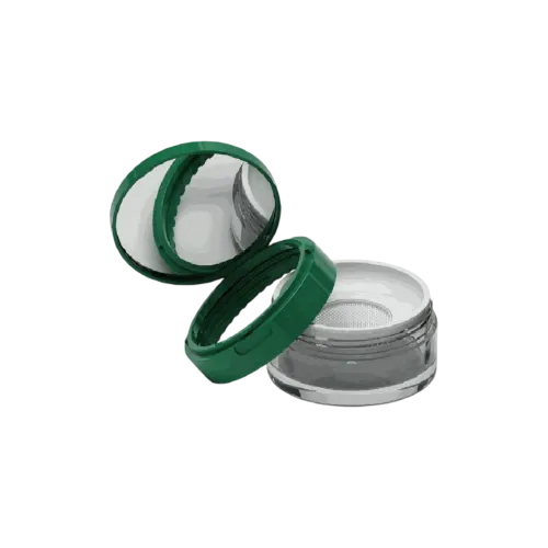 2.6oz / 77ml AS Straight Sided Loose Powder Mesh Sifter Jar & Hinged Flip Top Cap with Mirror