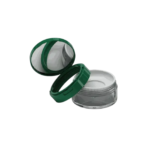 2.8oz / 84ml AS Straight Sided Loose Powder Mesh Sifter Jar & Hinged Flip Top Cap with Mirror