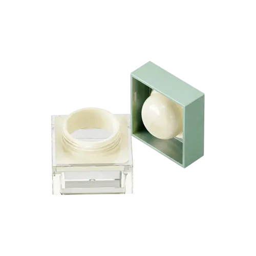 0.35oz / 10.4ml AS Plastic Square Eye Cream Jar with Integrated Dome Applicator Cap