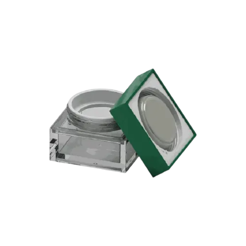 2.7oz / 81ml AS Square Loose Powder Mesh Sifter Jar with Square Cap & Integrated Sealing Disc