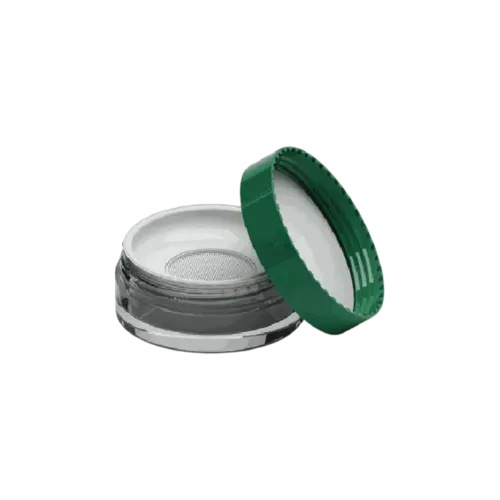 2oz / 60ml AS Plastic Straight Sided Loose Powder Mesh Sifter Jar