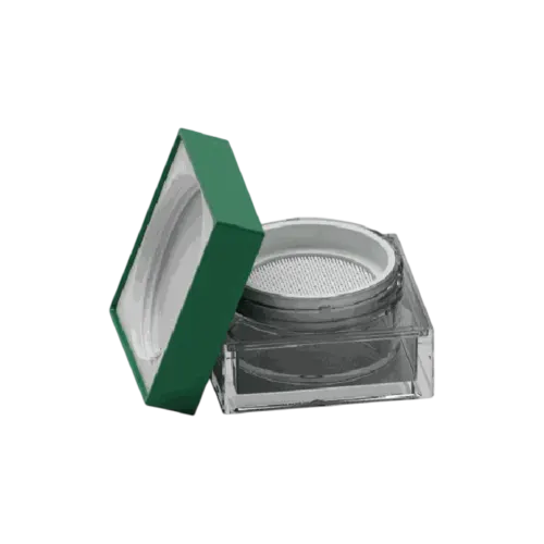 1.35oz / 40ml AS Plastic Square Loose Powder Mesh Sifter Jar with Flush Square Cap