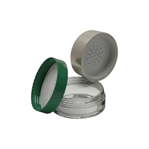 2oz / 61ml Refillable PET Double-Wall Straight Sided Loose Powder Sifter Jar with PP Sifter Insert & ABS Cap