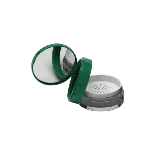 2oz / 62ml AS Straight Sided Loose Powder Sifter Jar with Hinged Flip Top Cap & Mirror