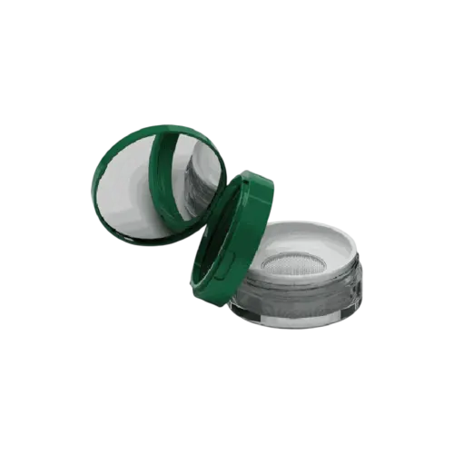 2oz / 62ml AS Straight Sided Loose Powder Jar with Small Mesh Sifter, Flip Top Cap & Mirror