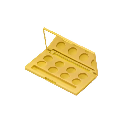 8g 8-Pan Rectangular ABS & AS Eyeshadow Palette with Round Wells, Mirror & Applicator Well