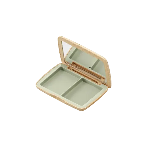 19.2g 2-Pan Rectangular Dual-Tone ABS Powder Compact with Rectangular Wells & Mirror