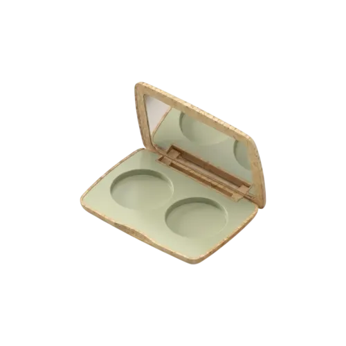 4.8g 2-Pan Rectangular Dual-Tone ABS Eyeshadow Compact with Round Wells & Mirror