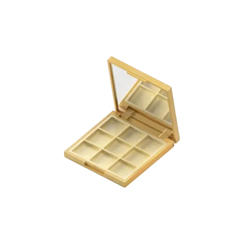 9-Pan Square Dual-Tone ABS Eyeshadow Palette with Mirror & Decorative Top Plate