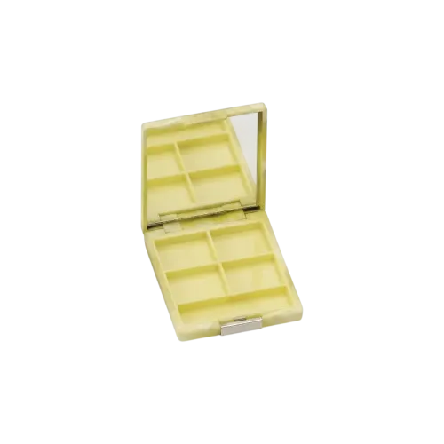 4-Pan Rectangular ABS & AS Eyeshadow Palette with Rectangular Wells, Mirror & Push Button Closure