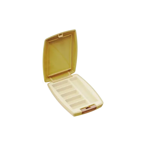 5-Pan Rectangular ABS & AS Eyeshadow Palette with Applicator Well, Bevelled Top & Push Button Closure