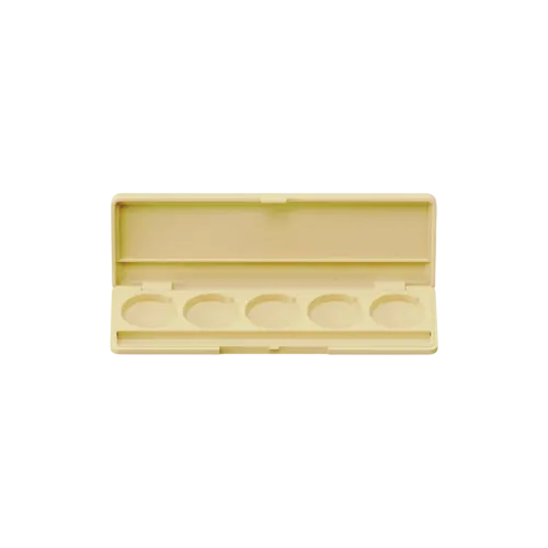 5-Pan Rectangular ABS & AS Eyeshadow Palette with Round Wells, Custom Top Plate & Applicator Well