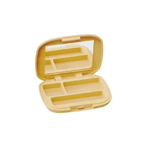 2-Pan Rectangular ABS & AS Compact with Rectangular Wells, Mirror & Applicator Well