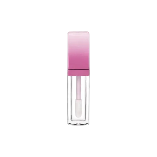 0.22oz / 6.5ml Thick-Wall PETG Square Lip Gloss Tube with Custom Color Collar, ABS Cap & Customizable Wand Applicator