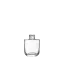 The image features the Calaso 3.4oz Glass Bottle. This is a clear glass bottle with a cylindrical shape and a smooth, transparent surface. The bottle has a wide, round base that tapers slightly as it rises to a narrow neck, which is topped with a metallic screw cap. The overall design is sleek and modern, making it suitable for a variety of liquid products. 