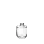 The image shows the "Calaso 3.4oz Glass Bottle." It is a clear, cylindrical glass bottle with a smooth surface and a narrow neck. The bottle is empty, allowing a full view of its transparency and simple, elegant design. The neck of the bottle appears to have threading for a screw cap, but the cap is not shown in the image. The bottle is positioned upright against a plain, neutral background.