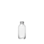 The image shows the Calaso 1.0oz Glass Bottle. The bottle is clear with a cylindrical shape and a smooth, transparent surface. It has a narrow neck and a small, round opening at the top. The overall design is sleek and minimalistic, making it suitable for a variety of uses, such as storing liquids or cosmetics. The bottle is empty and does not have any labels or markings.