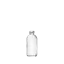 The image shows the Calaso 1.7oz Glass Bottle HF13841-100. It is a clear, cylindrical glass bottle with a smooth surface and a wide, flat base. The bottle features a narrow neck that culminates in a threaded opening, designed to accommodate a screw cap or dropper. The transparency of the glass allows the contents inside to be easily visible. This elegant and simple design makes it suitable for various liquid products such as essential oils, serums, or other cosmetic liquids.