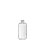 The image features the Glasmeister Calaso 5.1oz Glass Bottle. The bottle is cylindrical with a clear, transparent body, showcasing its sleek and minimalist design. It has a narrow neck and a smooth, flat base, suitable for holding various types of liquids. The bottle is empty and displayed against a plain background, emphasizing its clean lines and modern aesthetic.