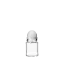 The image shows the Calaso 2.5oz Glass Bottle. It is a small, clear glass bottle with a cylindrical shape and a narrow neck. The bottle has a smooth surface and appears to be empty. The top of the bottle is fitted with a screw cap, which is not shown in the image. The overall design is simple and elegant, suitable for holding liquids such as oils, serums, or other cosmetic products.