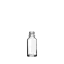 The image features a clear glass dropper bottle named "Calaso 0.7oz Glass Dropper Bottle BB12722." The bottle has a cylindrical shape with smooth, transparent glass. It is equipped with a black screw cap with an integrated dropper for precise dispensing of liquids. The overall design is sleek and minimalist, emphasizing the clarity and quality of the glass material. The bottle is empty and positioned upright against a plain white background, highlighting its clean and simple aesthetic.