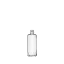 The image features the Calaso 3.4 oz Glass Dropper Bottle. The bottle is clear and cylindrical with smooth sides and a round base. It is topped with a black dropper cap, which has a rubber bulb for dispensing liquids. The overall design is sleek and minimalistic, making it suitable for various liquid products.