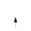 The image shows the Calaso PP Dropper DIN18, a plastic dropper designed for precise liquid dispensing. The dropper consists of a white ribbed screw cap with a nozzle at the top, which is attached to a clear pipette. The pipette is long and slender, allowing for accurate measurement and drop-by-drop application of liquids. The overall design is sleek and functional, suitable for various bottles with a DIN18 neck finish.