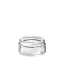 The image features the Calaso 6.8oz Glass Jar. It is a clear, cylindrical glass container with smooth, straight sides and a wide mouth opening. The jar has a simple, elegant design that is free from any labels or markings, showcasing its transparent nature. The base of the jar is flat, providing stability when placed on surfaces.