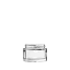 The image shows the Calaso 4.1oz Glass Jar. It is a transparent, cylindrical glass container with a smooth surface and a wide mouth. The jar appears empty, showcasing its clarity and simple design. The lid is not visible in the image.