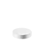 The image shows the Calaso PP Threaded Closure 72-Special. It is a circular, white plastic screw cap designed for sealing containers. The closure has a smooth, slightly domed top surface and threaded sides that facilitate secure attachment to compatible containers. The overall design appears simple and functional.
