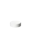 The image shows the Calaso PP Threaded Closure 49 Special. It is a cylindrical, white plastic cap with a smooth surface. The cap's outer edge features vertical ridges for grip, and it has a flat top. The closure is designed to screw onto a container, providing a secure seal.