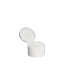 The image shows a white flip-top cap designed for bottles. The cap has a smooth and rounded surface with a hinge that allows the top to flip open and close securely. The product name is "MENSHEN PP Flip Top Cap 24/410."