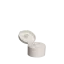 The image shows a Menshen PP Flip Top Cap 28/410. The cap is circular and designed for bottles, featuring a smooth surface with a hinged flip-top lid. The cap is predominantly white, with clean lines and a simple design. The flip-top lid is closed, seamlessly fitting into the base part of the cap.