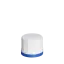 The image shows a MENSHEN PP Threaded Closure 32 Chemical Closure 34501-3. This plastic closure is predominantly white and features a threaded design, which is typical for securing the opening of containers. The cap has a smooth, slightly rounded top surface with a small, circular indentation in the center. The threading is visible along the inner edge, designed to screw onto a corresponding container neck. The overall design appears robust and functional, suitable for securely sealing chemical products.
