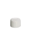 The image shows a Menshen PE Threaded Closure 13 Screw Closure. The product is a small, white, cylindrical screw cap designed for sealing containers. The cap has a ridged outer surface for better grip and appears to be made of plastic. The top of the closure is flat and smooth, and the threading on the inside is visible, indicating it is meant to be screwed onto a corresponding container. 