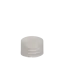 The image displays a Menshen PP Threaded Closure 18 Screw Closure. The product is a small, white, plastic screw cap designed to fit onto a threaded container. The cap has a simple, smooth surface with subtle ridges along the edge for easy gripping and twisting. The top of the cap is flat with no visible logos or markings. This closure is typically used for sealing bottles or containers to ensure contents remain secure. 