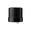 MIRON Violetglass 18-DIN Black Ribbed HDPE Tamper-Evident Vertical Dropper Cap, 1mm