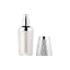 Queens Packaging Co., ltd.  1.7oz / 50ml Acrylic Double-Wall Cylinder Pump Bottle with Metallized Shoulder & Ribbed Overcap, PP Inner Bottle & Metallized ABS Pump