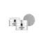 Queens Packaging Co., ltd.  1oz / 30ml Aluminum Double-Wall Straight Sided Cream Jar with Glass Inner Jar, Flush Cap & Silver Accent Band