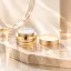 Queens Packaging Co., ltd.  1oz / 30ml Acrylic Double-Wall Straight Sided Cream Jar with Gold Accent Band, Flush Metallized ABS Closure & PE Sealing Disc