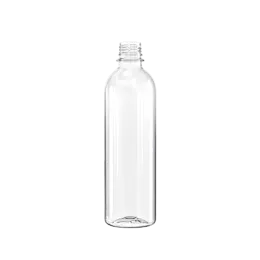 The image shows a clear, cylindrical PET bottle with a capacity of 33.8 oz. The bottle has a smooth surface with no labels or markings, featuring a standard screw-top neck. The bottle has a slightly rounded shoulder that transitions smoothly into the neck. This is the Resilux 33.8oz PET Bottle.