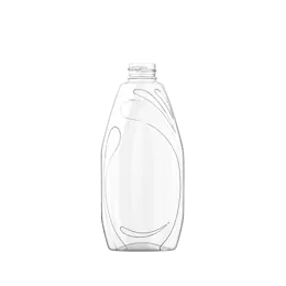 The image shows a clear, cylindrical plastic bottle with smooth, straight sides and a narrow neck. The bottle is empty and appears to be made of PET (polyethylene terephthalate). The overall design is simple and functional, with no visible labels or markings. This is the Resilux 28.0 oz PET Bottle (A280E3L). The bottle is designed to hold liquids, and the clear material allows the contents to be visible from the outside.