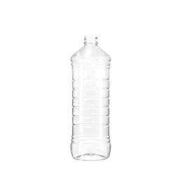 The image features the Resilux 30.0oz PET Bottle (A300E4S). The bottle is transparent with a sleek, cylindrical shape, and it includes a narrow neck suitable for a screw-on cap (not shown in the image). The surface of the bottle appears smooth and clear, highlighting its clean design. There are no labels or markings visible on the bottle itself. 